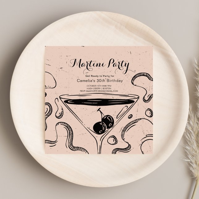 Elegant Martini Drinks Adult Birthday Party Adult Invitation (Creator Uploaded)