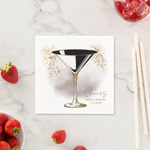 Elegant Martini Glass with Glitter Napkins