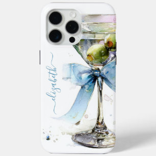 Elegant Martini Monogrammed iPhone 15 Pro Max Case