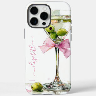 Elegant Martini Monogrammed iPhone 16 Pro Max Case