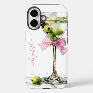 Elegant Martini Monogrammed iPhone 16 Case