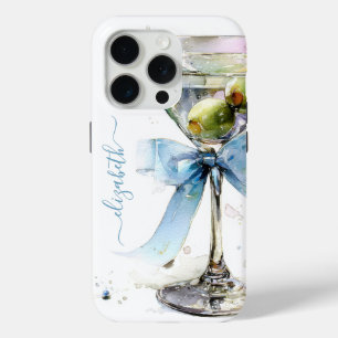 Elegant Martini Monogrammed iPhone 15 Pro Case