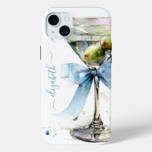 Elegant Martini Monogrammed iPhone 15 Plus Case