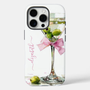 Elegant Martini Monogrammed iPhone 16 Pro Case