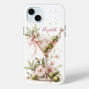 Elegant Martini Monogrammed iPhone 15 Plus Case