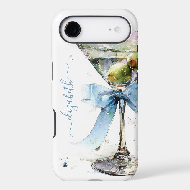 Elegant Martini Monogrammed Case-Mate iPhone Case (Back)