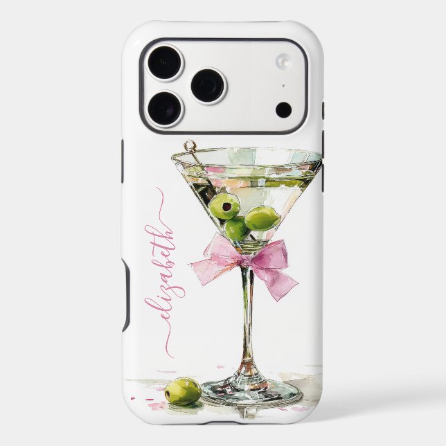 Elegant Martini Monogrammed Case-Mate iPhone Case (Back)