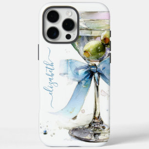 Elegant Martini Monogrammed iPhone 16 Pro Max Case