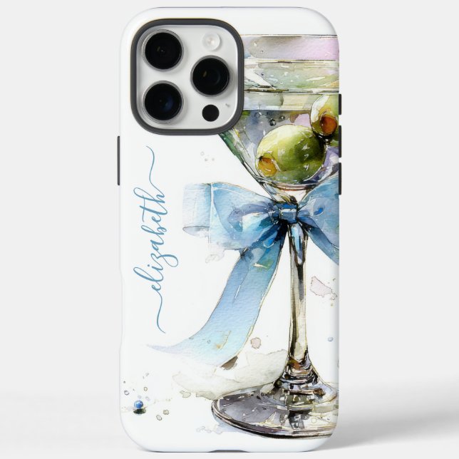 Elegant Martini Monogrammed Case-Mate iPhone Case (Back)