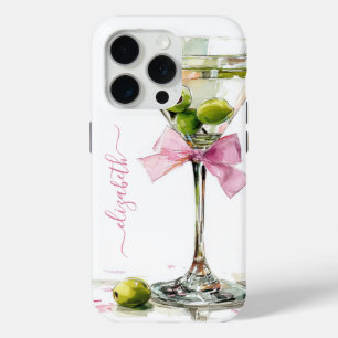 Elegant Martini Monogrammed iPhone 15 Pro Case