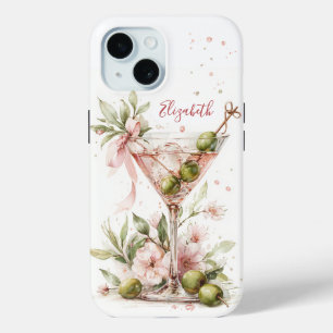 Elegant Martini Monogrammed iPhone 15 Case