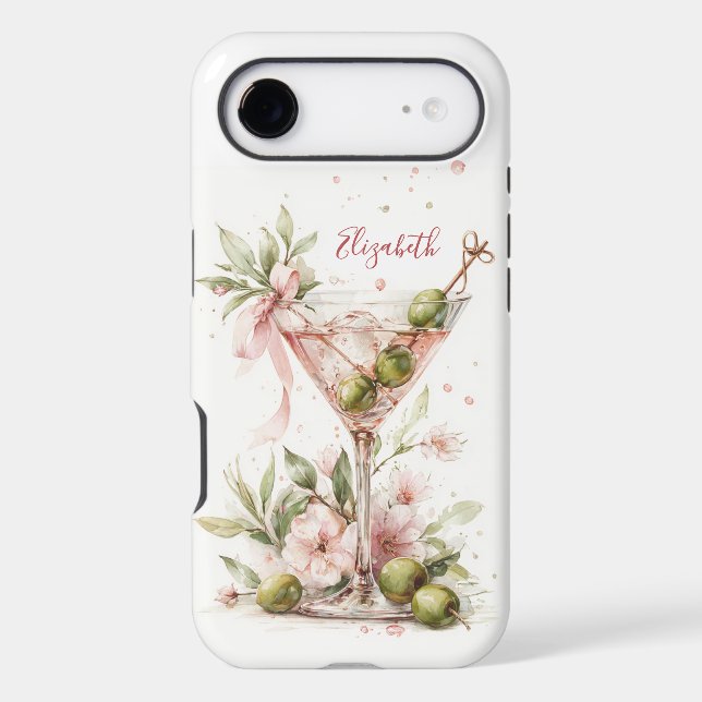 Elegant Martini Monogrammed Case-Mate iPhone Case (Back)