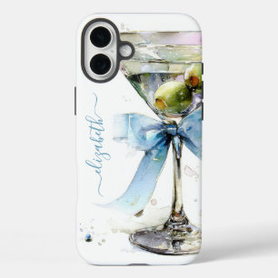 Elegant Martini Monogrammed iPhone 16 Plus Case