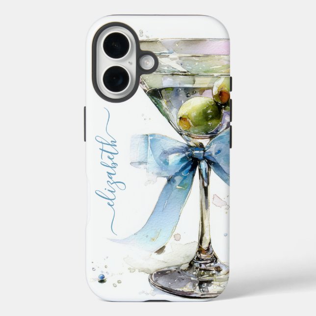 Elegant Martini Monogrammed Case-Mate iPhone Case (Back)