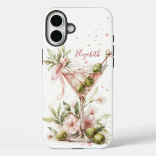Elegant Martini Monogrammed iPhone 16 Plus Case