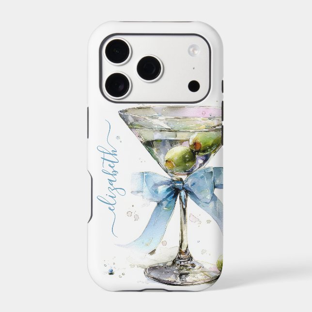 Elegant Martini Monogrammed Case-Mate iPhone Case (Back)