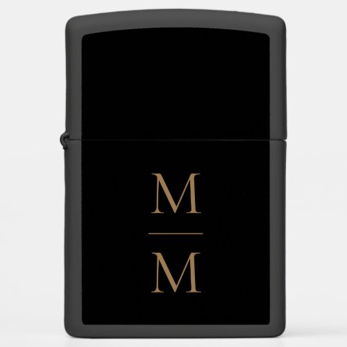 Elegant Masculine Black and Gold Classic Monogram Zippo Lighter