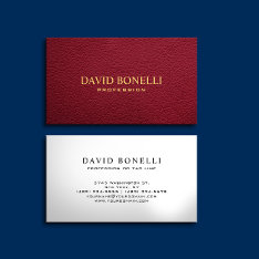 Elegant  Masculine  Dark Red Leather Look Business Card at Zazzle