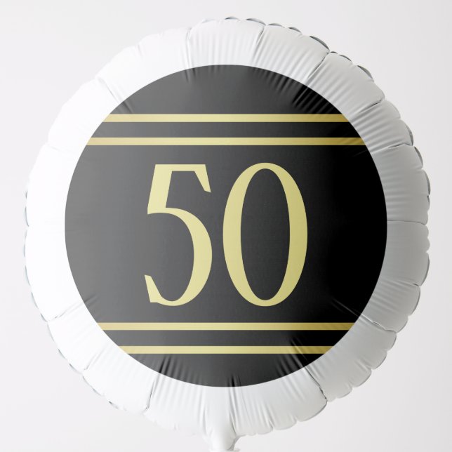 Elegant Masculine Gold & Black Birthday Balloon (Front)