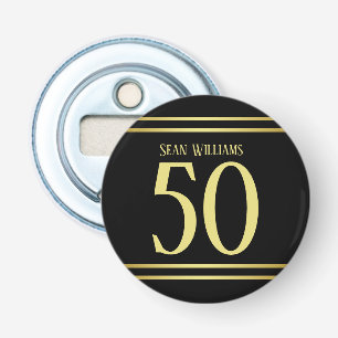 Elegant Masculine Gold & Black Birthday Bottle Opener