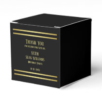 Elegant Masculine Gold & Black Birthday Favor Boxes