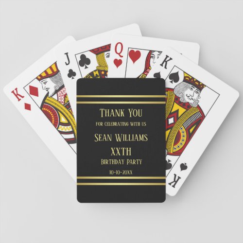 Elegant Masculine Gold  Black Birthday Poker Cards