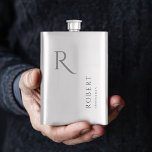 Elegant Masculine Monogram Groomsmen Gift Flask<br><div class="desc">This simple custom groomsmen flask features personalized groomsman's name,  monogram,  and wedding date. You can easily change the background and fonts colors to match your event if you like. Also great for a best man,  father of the bride and more.</div>