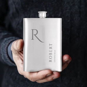Elegant Masculine Monogram Groomsmen Gift Flask