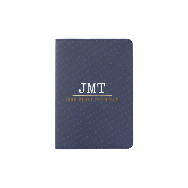 elegant masculine monogram passport holder (Front)