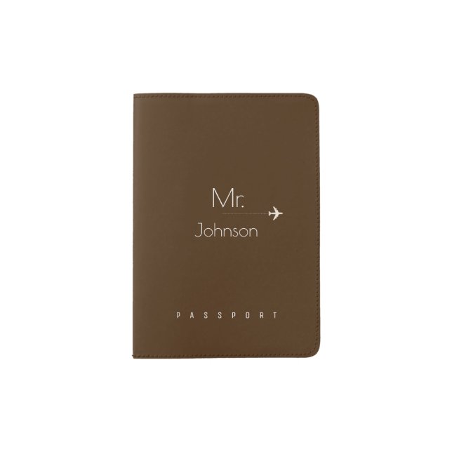 elegant masculine Mr. brown travel Passport Holder (Front)