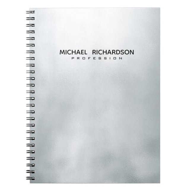 Elegant Masculine Silver Black Custom Notebook (Front)