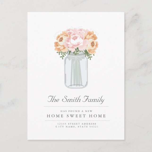 Elegant Mason Jar Moving Announcement (Front)