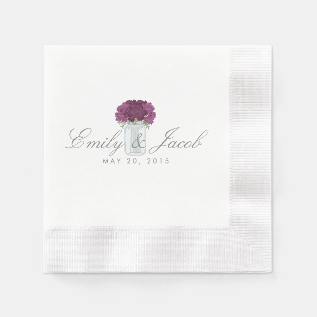 Elegant Mason Jar Paper Napkins (Front)
