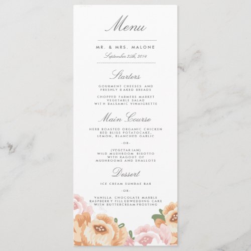 Elegant Mason Jar Wedding Menu
