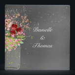 Elegant, Mason Jar, Wedding Photo Album 3 Ring Binder<br><div class="desc">Pretty Photo Album with Mason Jar full of pretty pink and red flowers. Personalize with your text,  monogram,  name or initials</div>