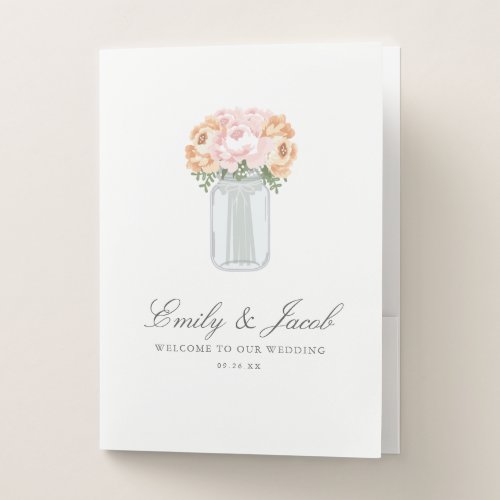 Elegant Mason Jar Wedding Welcome Folder