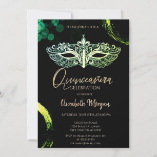 Elegant Masque,Chic Masquerade Quinceañera Invitation