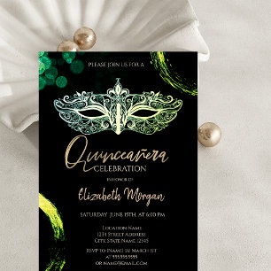 Elegant Masque,Chic Masquerade Quinceañera Invitation