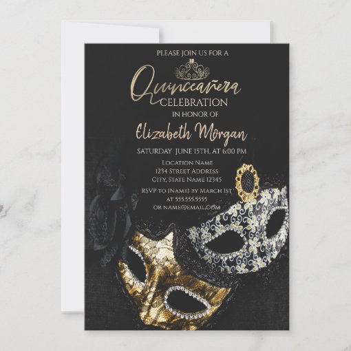 Elegant Masque,Confetti Masquerade Quinceañera Invitation | Zazzle