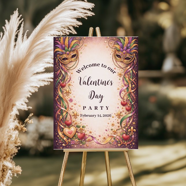 Elegant Masquerade Hearts Mardi Gras Foam Board (Creator Uploaded)