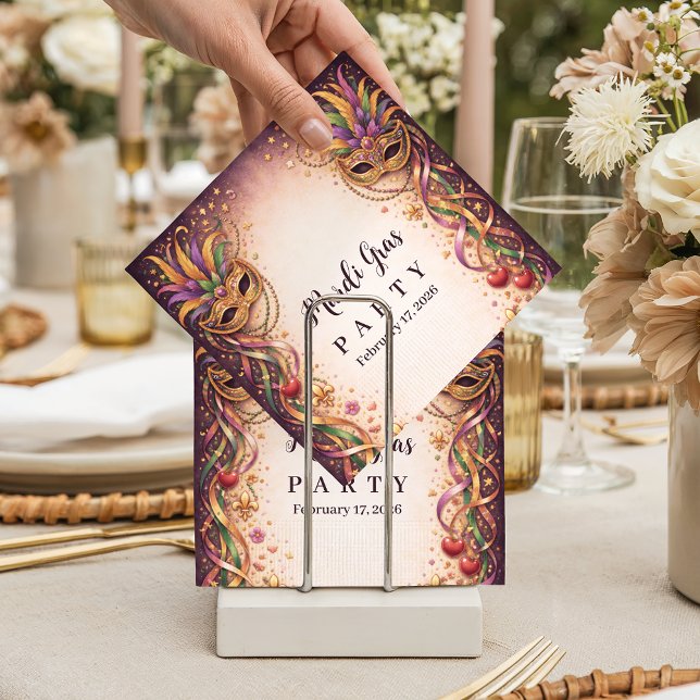Elegant Masquerade Hearts Mardi Gras Napkins (Creator Uploaded)