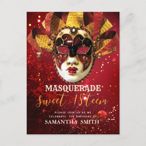 Elegant Masquerade Invitation Postcard