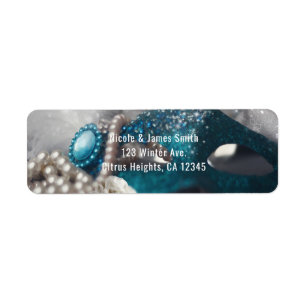 Elegant Masquerade Mask & Pearls Party Invitation Label