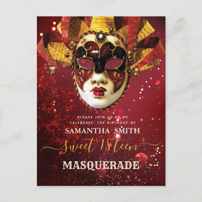 Elegant Masquerade  Postcard (Front)