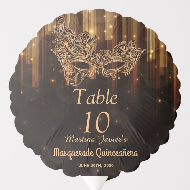 Elegant Masquerade Quinceañera 15th Birthday Balloon (Front)