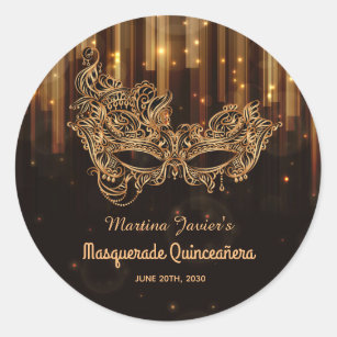 Elegant Masquerade Quinceañera 15th Birthday Classic Round Sticker