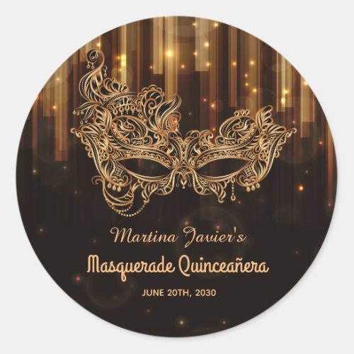 Elegant Masquerade Quinceaera 15th Birthday Classic Round Sticker