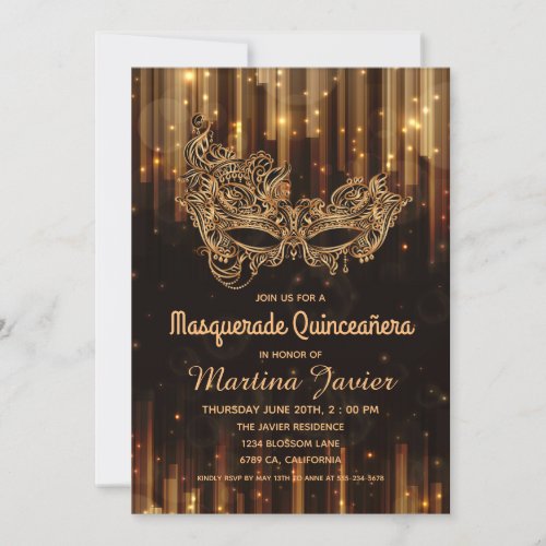 Elegant Masquerade Quinceaera 15th Birthday Invitation