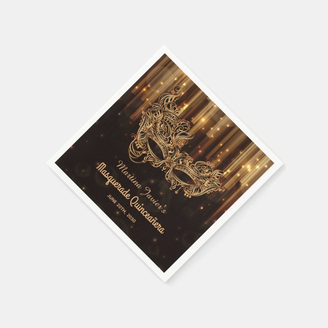 Elegant Masquerade Quinceañera 15th Birthday Napkins (Corner)