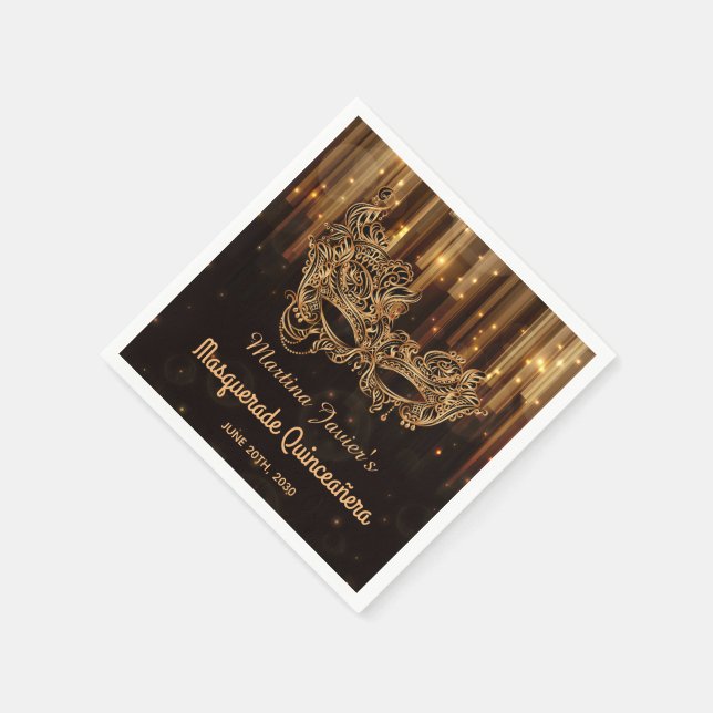 Elegant Masquerade Quinceañera 15th Birthday Napkins (Corner)
